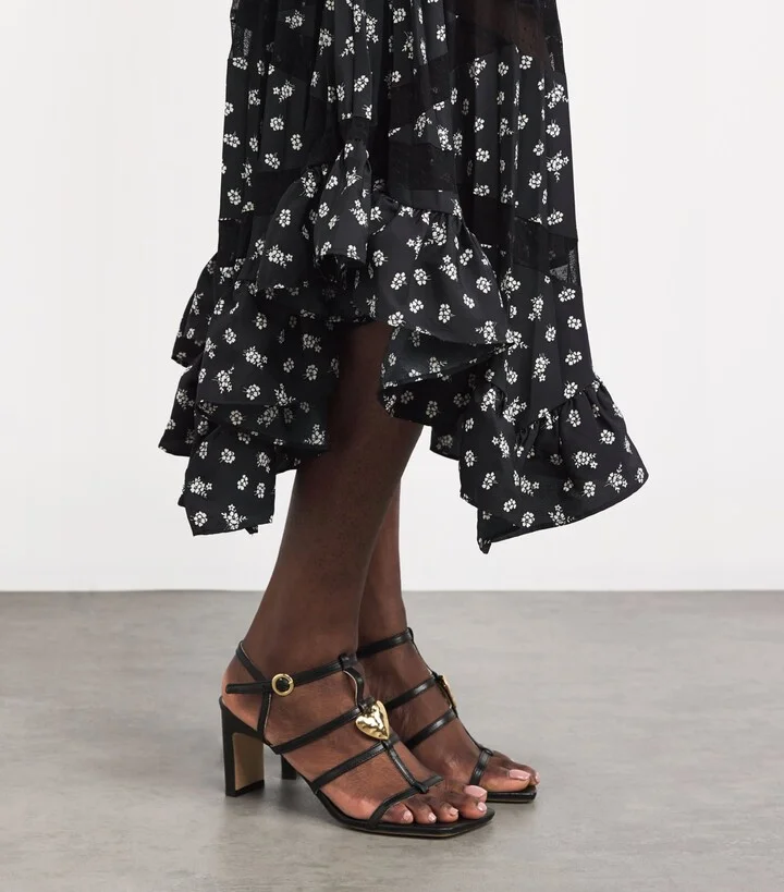 Claudie Pierlot Leather Heart Heeled Sandals 75 - Image 2