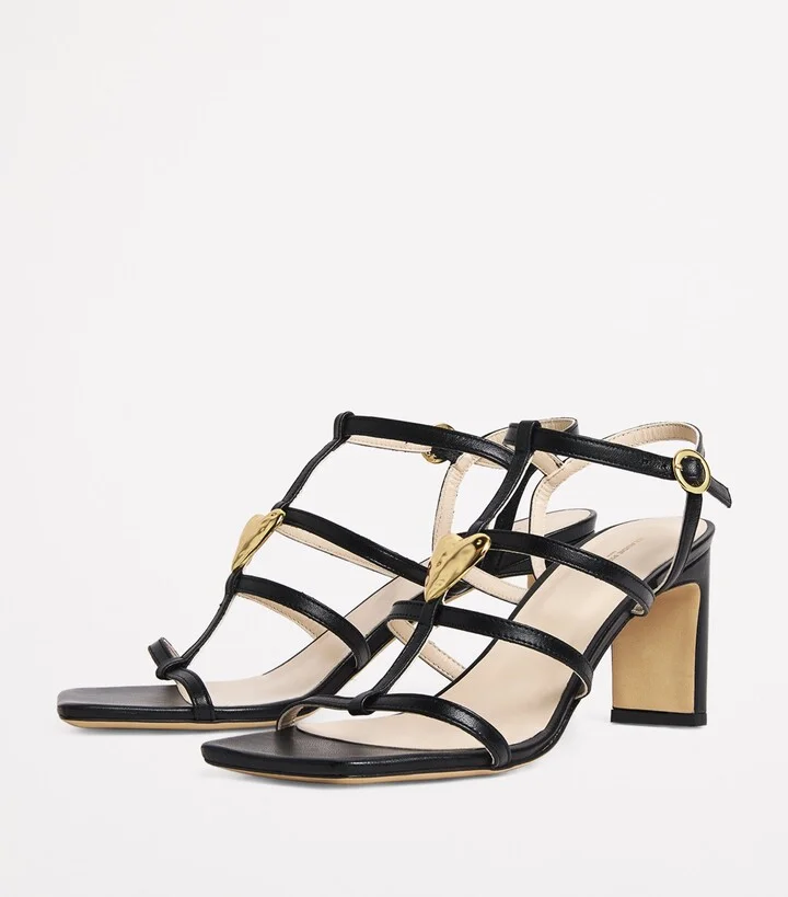 Claudie Pierlot Leather Heart Heeled Sandals 75 - Image 3