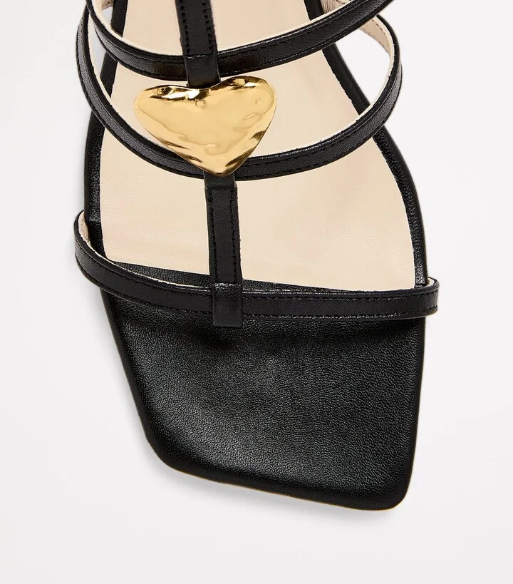 Claudie Pierlot Leather Heart Heeled Sandals 75 - Image 5