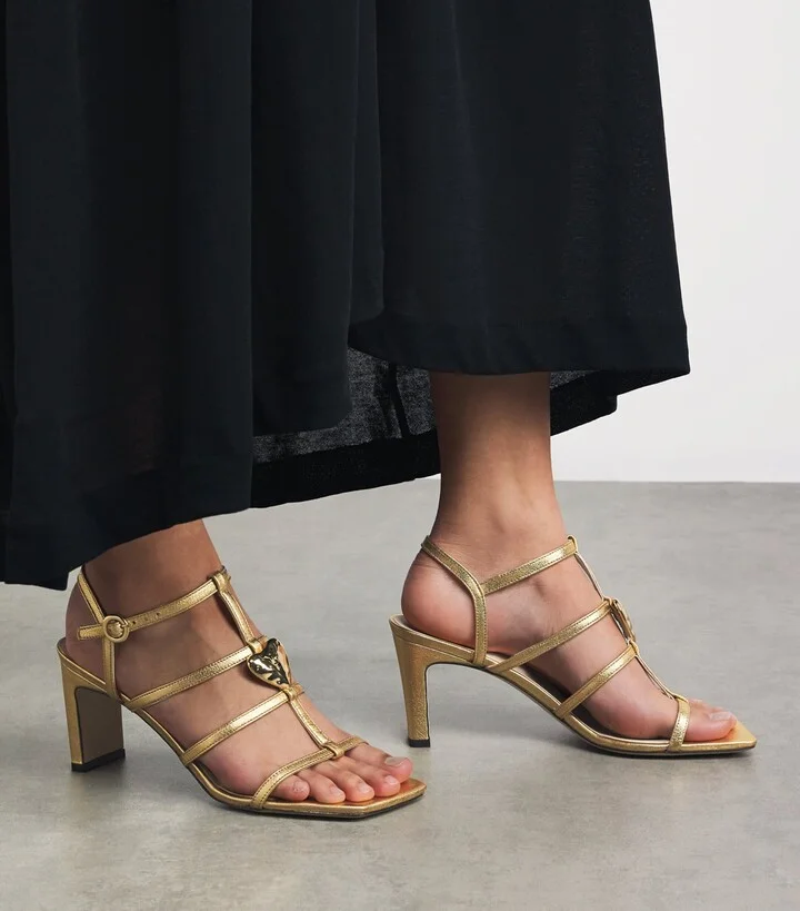 Claudie Pierlot Metallic Leather Heart Heeled Sandals 75 - Image 2
