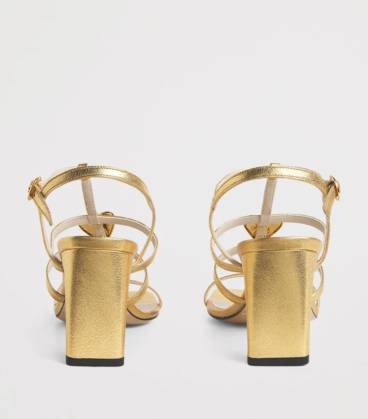 Claudie Pierlot Metallic Leather Heart Heeled Sandals 75 - Image 4
