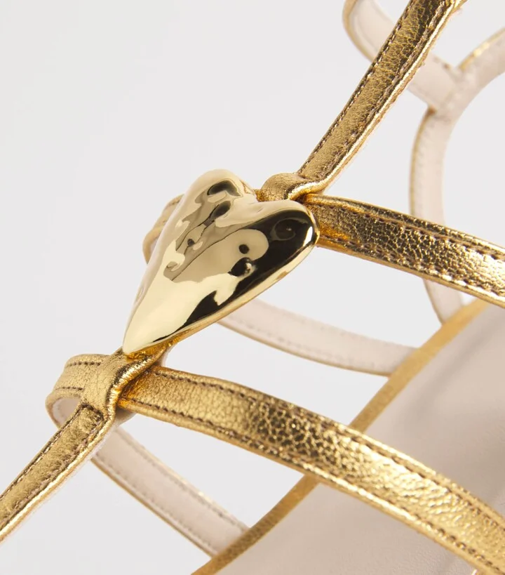Claudie Pierlot Metallic Leather Heart Heeled Sandals 75 - Image 6