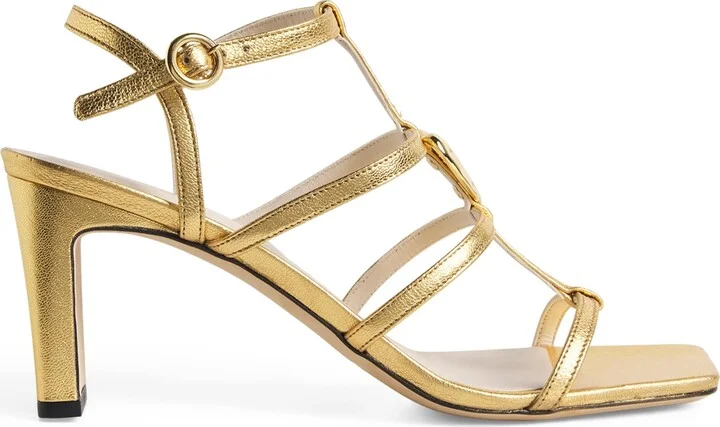 Claudie Pierlot Metallic Leather Heart Heeled Sandals 75