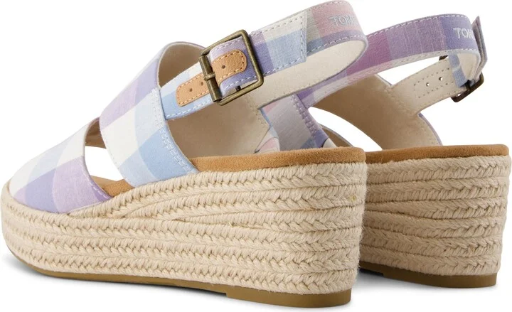 Claudine Blue Picnic Plaid Wedge Sandal - Image 3