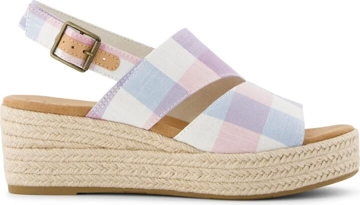 Claudine Blue Picnic Plaid Wedge Sandal
