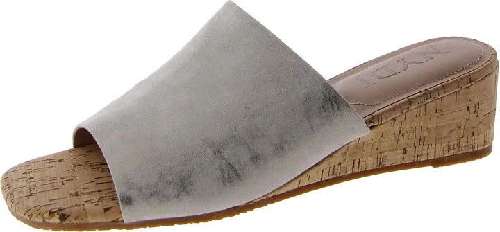 CLAUDINE Womens Faux Suede Square toe Wedge Sandals