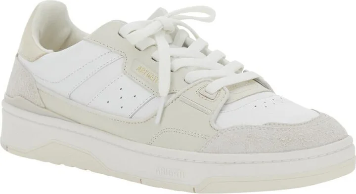 'Clay' Beige Sneakers With Suede Panels And Logo Patch On The Tongue In Leather Man