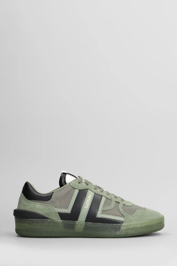 Clay Sneakers In Green Suede And Fabric