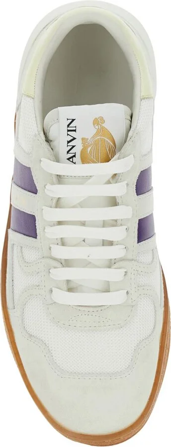 'Clay' White Sneaker With Mesh Inserts And Side Striped Detail In Leather Unisex - Image 4