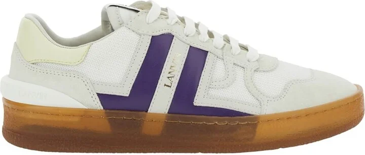 'clay' White Sneaker With Mesh Inserts And Side Striped Detail In Leather Unisex