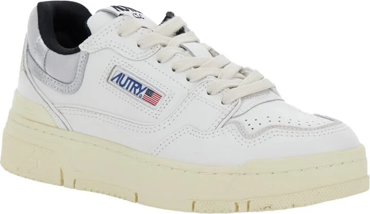 'Clc' White Low Top Sneakers With Logo Patch In Leather Woman