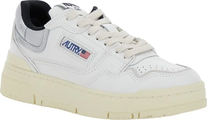 'clc' White Low Top Sneakers With Logo Patch In Leather Woman