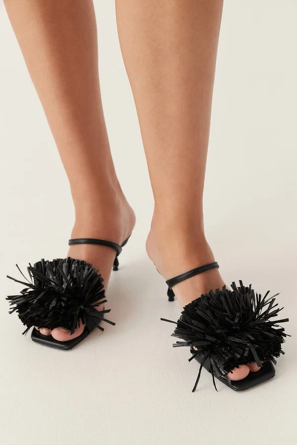 Clea Fringe Low Droplet Heel In Colour Black Size 36 - Image 2
