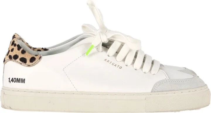Clean Leopard Detail Sneakers in White Leather