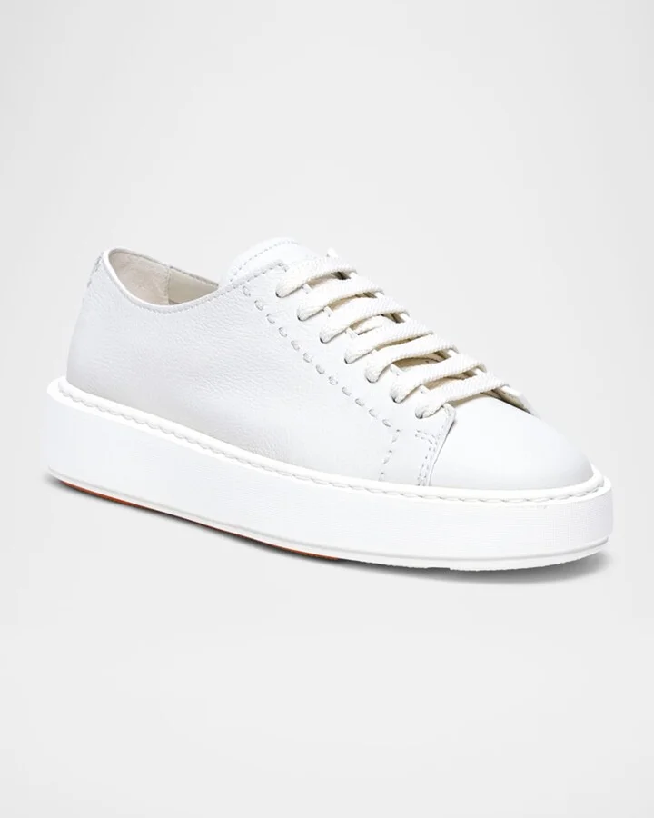 Clean Low-Top Leather Sneakers - Image 3