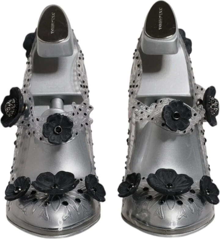 Clear Floral Crystal CINDERELLA Heels Women's Shoes - Image 2