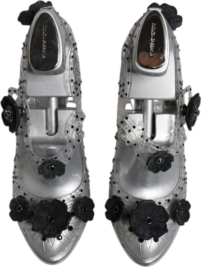 Clear Floral Crystal CINDERELLA Heels Women's Shoes - Image 3