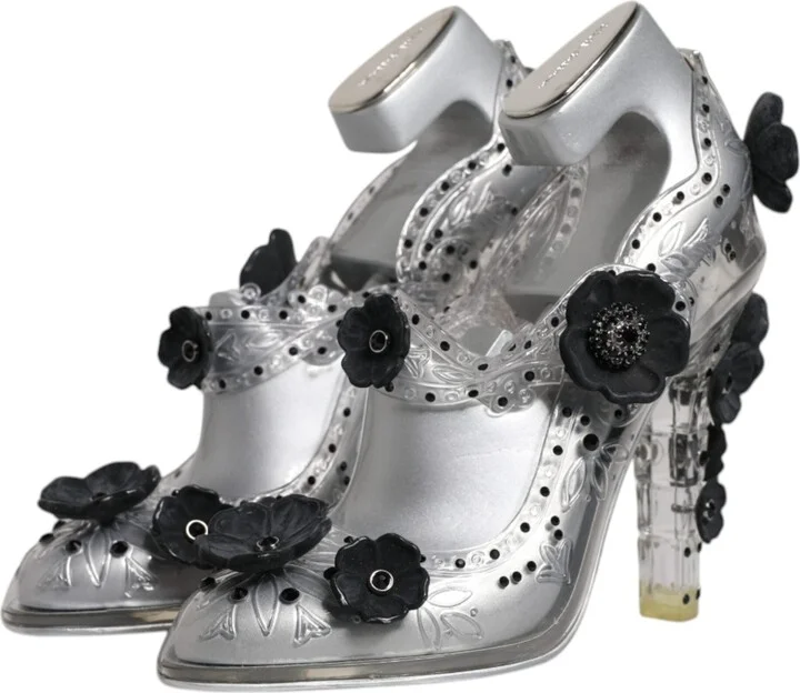 Clear Floral Crystal CINDERELLA Heels Women's Shoes - Image 4