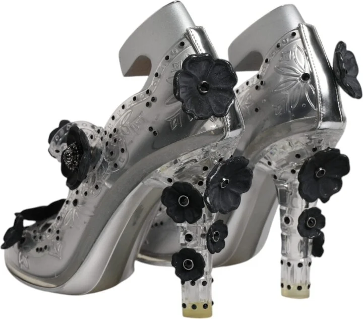 Clear Floral Crystal CINDERELLA Heels Women's Shoes - Image 5
