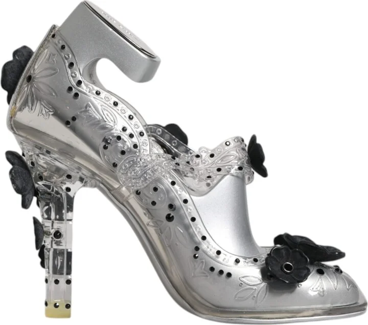 Clear Floral Crystal CINDERELLA Heels Women's Shoes