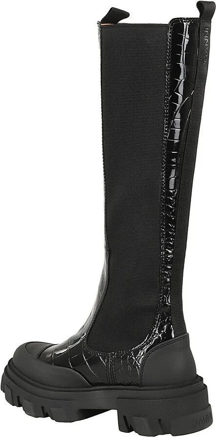 Cleated High Chelsea Boot Patent Croco - Image 3