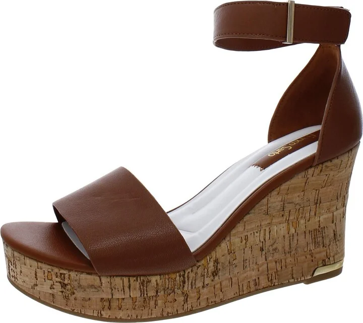 Clemens Cor Womens Leather Ankle Strap Wedge Sandals