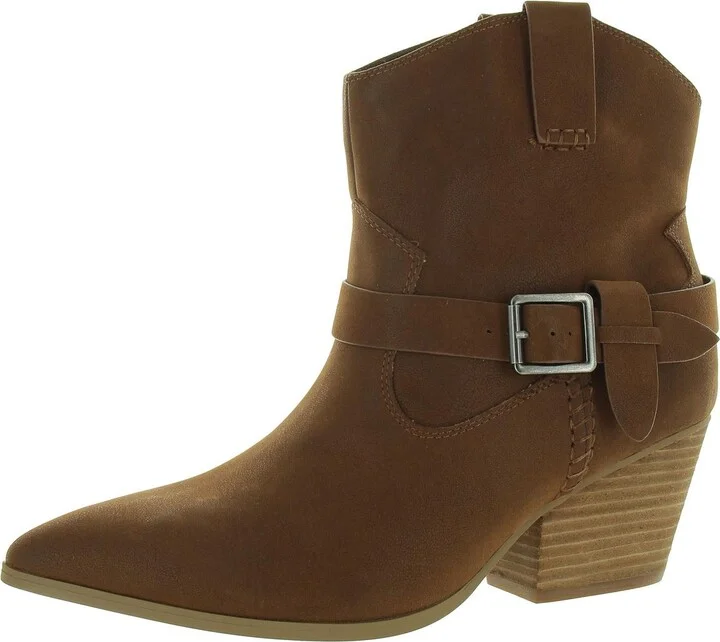 CLEMENT Womens Faux Leather Pull On Cowboy, Western Boots