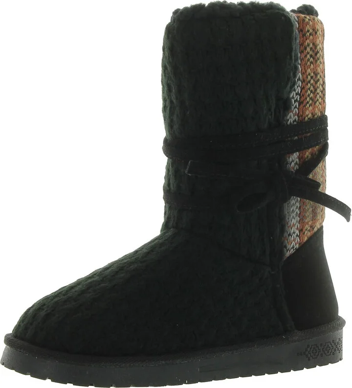 Clementine Womens Faux Fur Flat Mid-Calf Boots