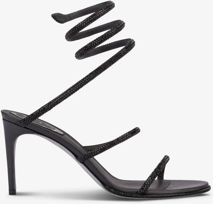 Cleo 80 Crystal-Embellished Wraparound Sandals