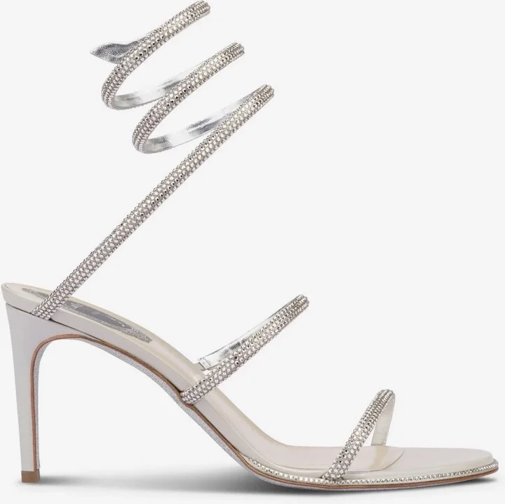 Cleo 80 Crystal-Embellished Wraparound Sandals