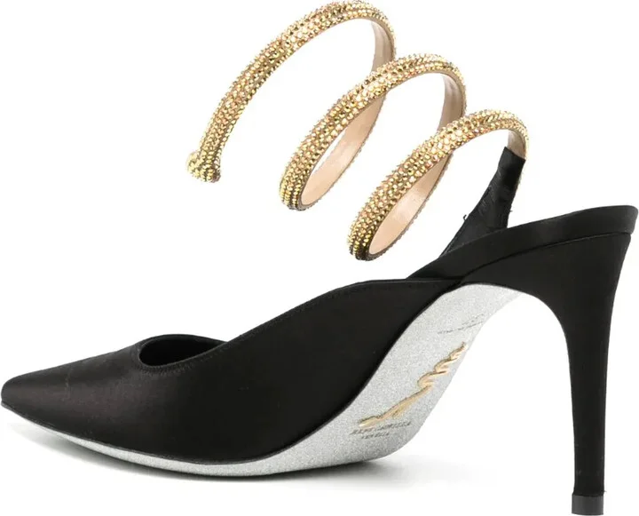 Cleo 80mm rhinestone-embellished satin pumps - Image 3