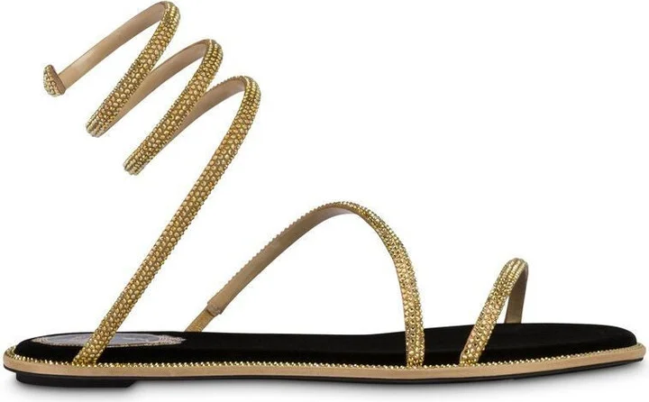 Cleo Black And Gold Flat Sanda