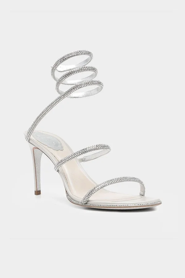 Cleo Crystal 80 Wrap Sandals in Silver - Image 2