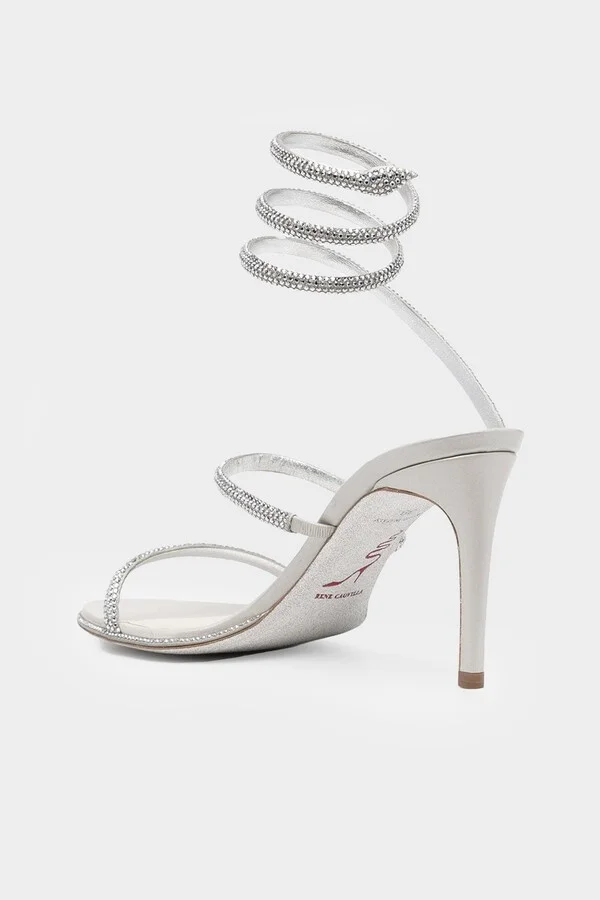 Cleo Crystal 80 Wrap Sandals in Silver - Image 3