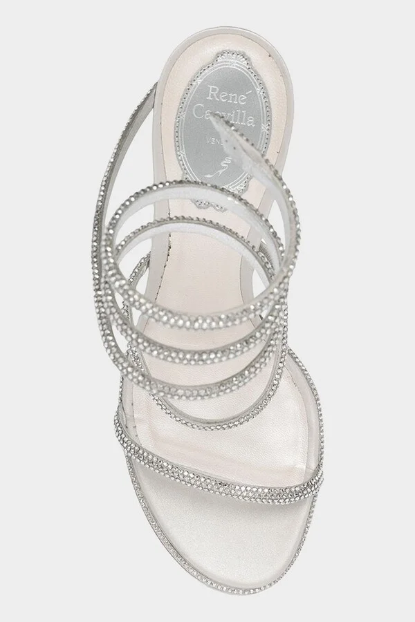 Cleo Crystal 80 Wrap Sandals in Silver - Image 4