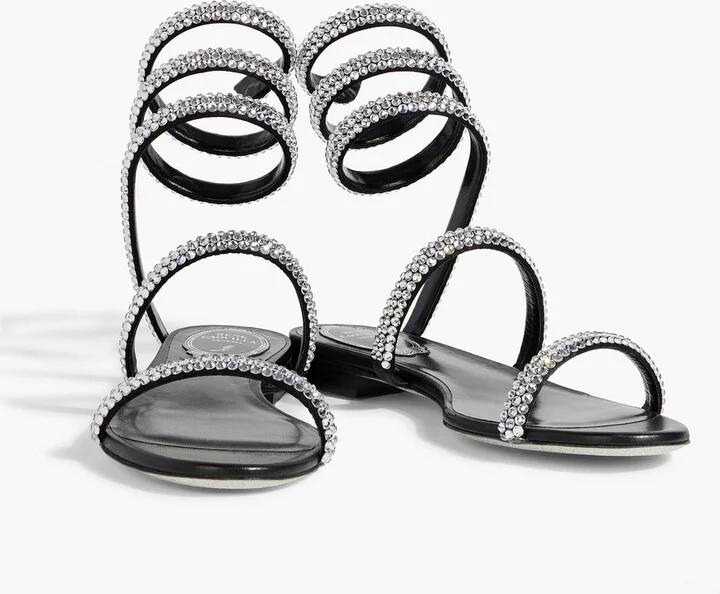 Cleo crystal-embellished leather sandals - Image 2