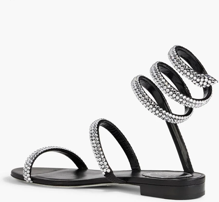 Cleo crystal-embellished leather sandals - Image 3
