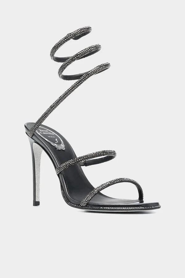 Cleo Crystal-Embellished Strap Sandal 105 in Grey Jet - Image 2