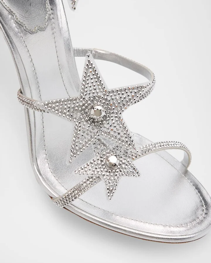 Cleo Crystal Star Satin Snake-Wrap Sandals - Image 5