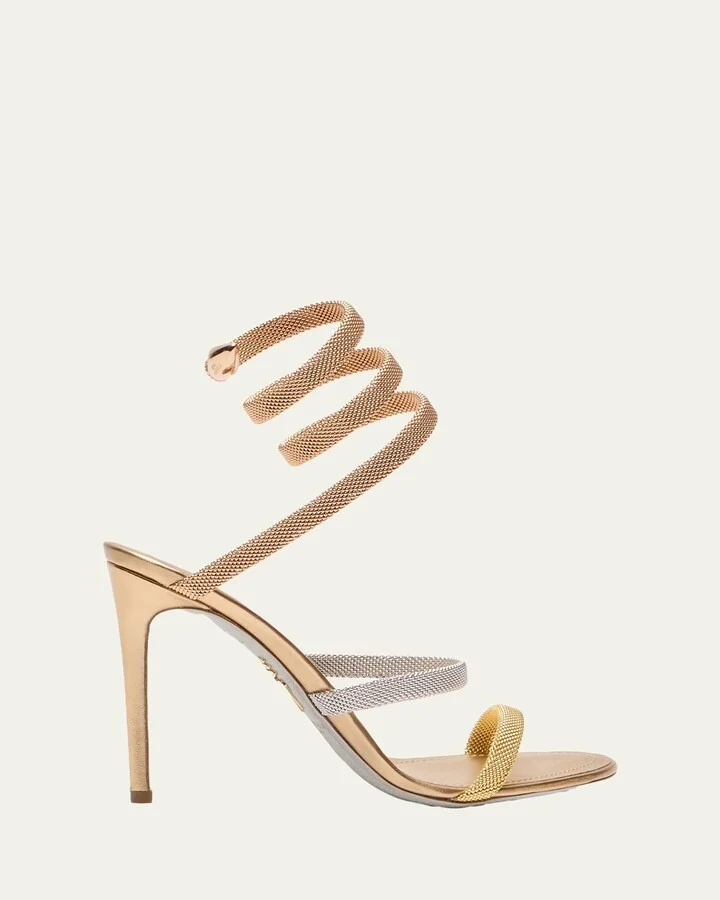 Cleo Gold-Filled Brass Snake-Wrap Sandals