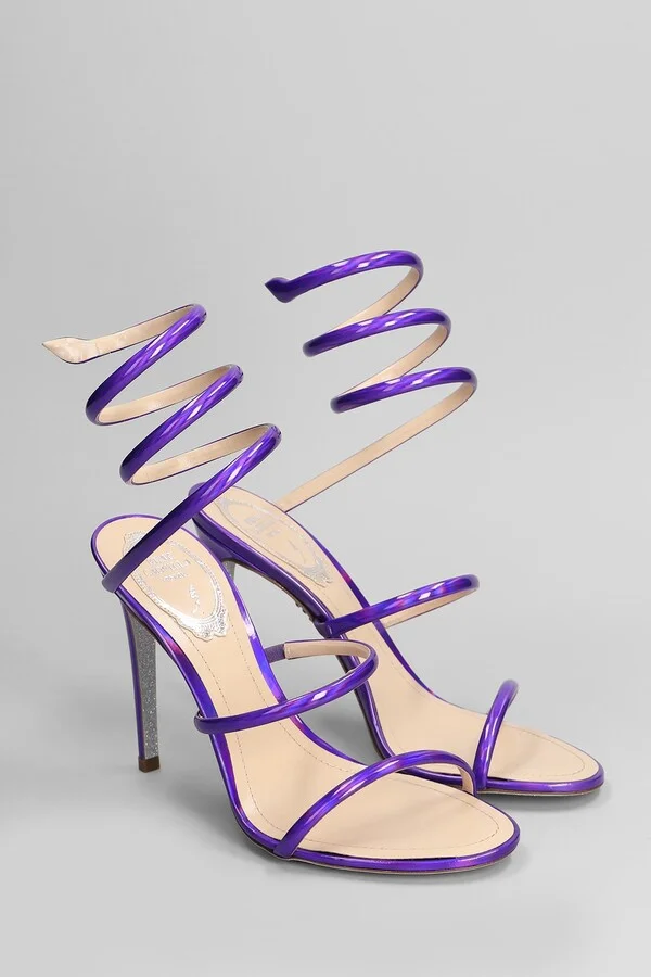 Cleo Metallic Sandals In Viola Leather - Image 2