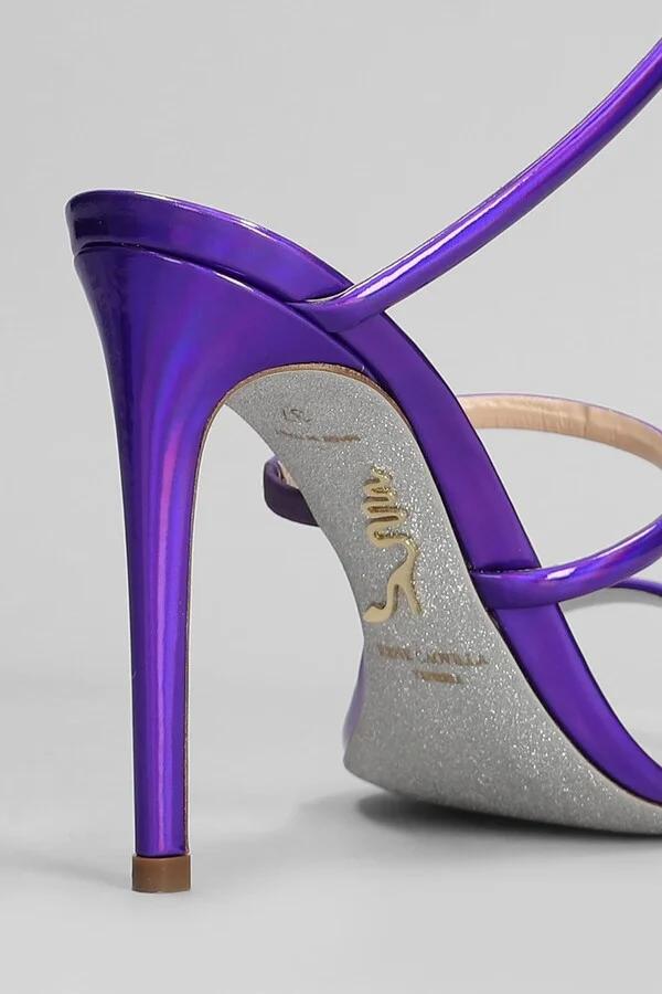 Cleo Metallic Sandals In Viola Leather - Image 5