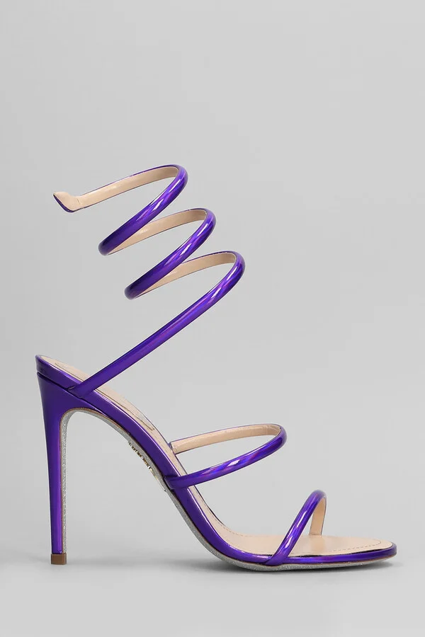 Cleo Metallic Sandals In Viola Leather