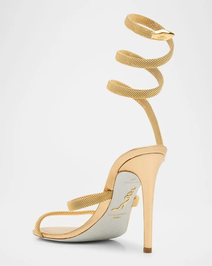 Cleo Metallic Snake-Wrap Sandals - Image 7