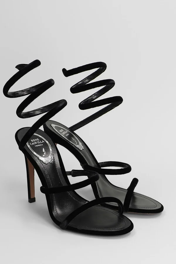 Cleo Sandals In Black Velvet - Image 2
