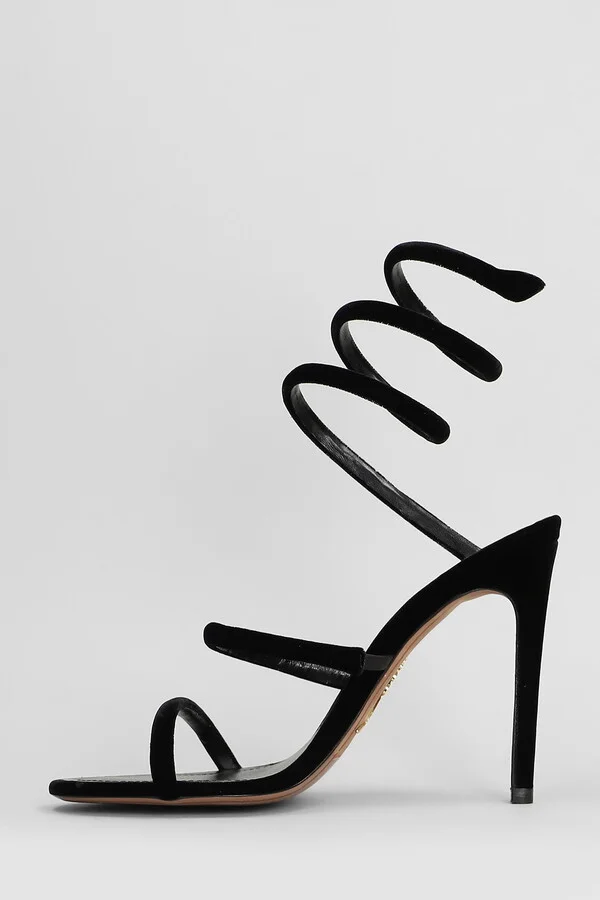 Cleo Sandals In Black Velvet - Image 3