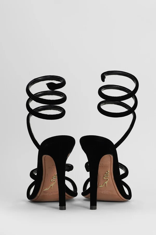 Cleo Sandals In Black Velvet - Image 4
