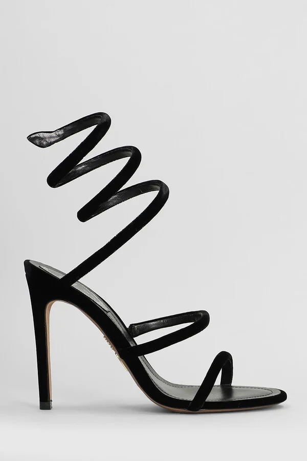 Cleo Sandals In Black Velvet