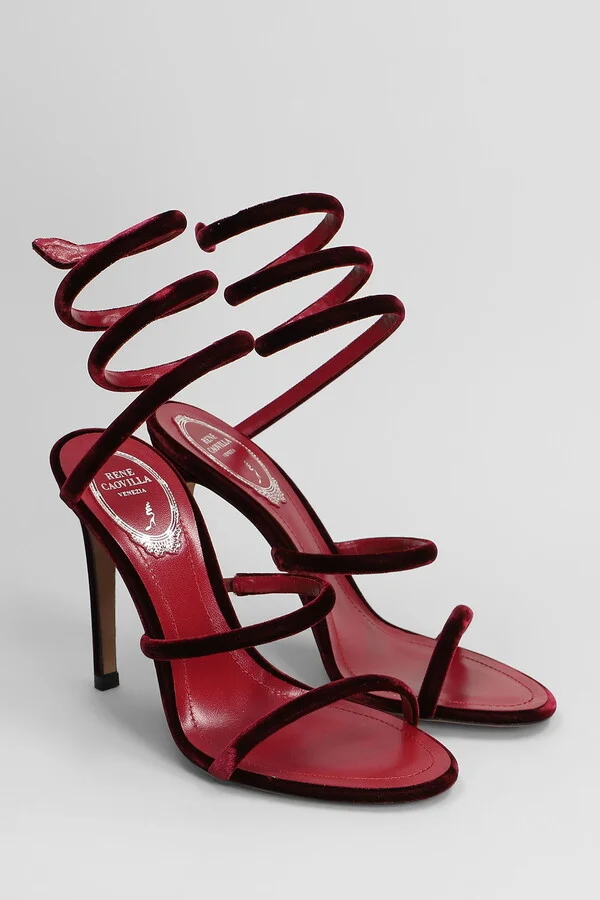Cleo Sandals In Bordeaux Velvet - Image 2