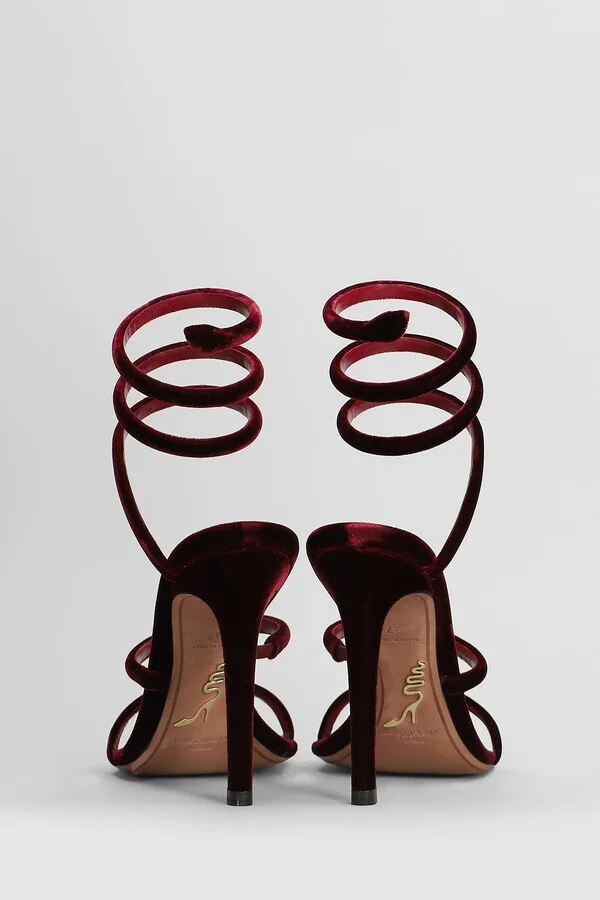 Cleo Sandals In Bordeaux Velvet - Image 4